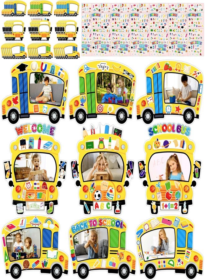 80UncleKimby 54Pcs Back to School Bus Picture Frame Crafts Kit - DIY Welcome First Day of School Photo Ornaments Bulk Bulletin Board Decorations for Classroom Activities and Party Supplies Decor - Image 1